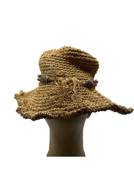 Saks Fifth Avenue Blue Women\'s OS Straw Hat Boho Hippie Floppy Wide Brim Woven main image 6